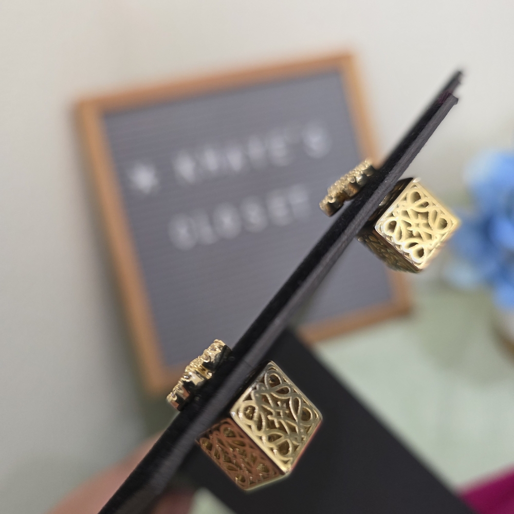 Fashion Inspired Gold Stud Earrings - Picture 4 of 5